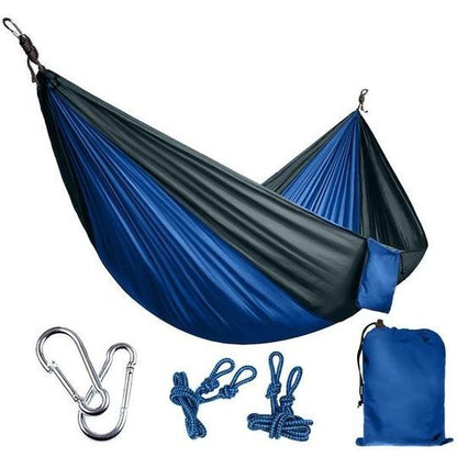 Backpacking Hammock - Portable Nylon Parachute Outdoor Double Hammock Gray + blue