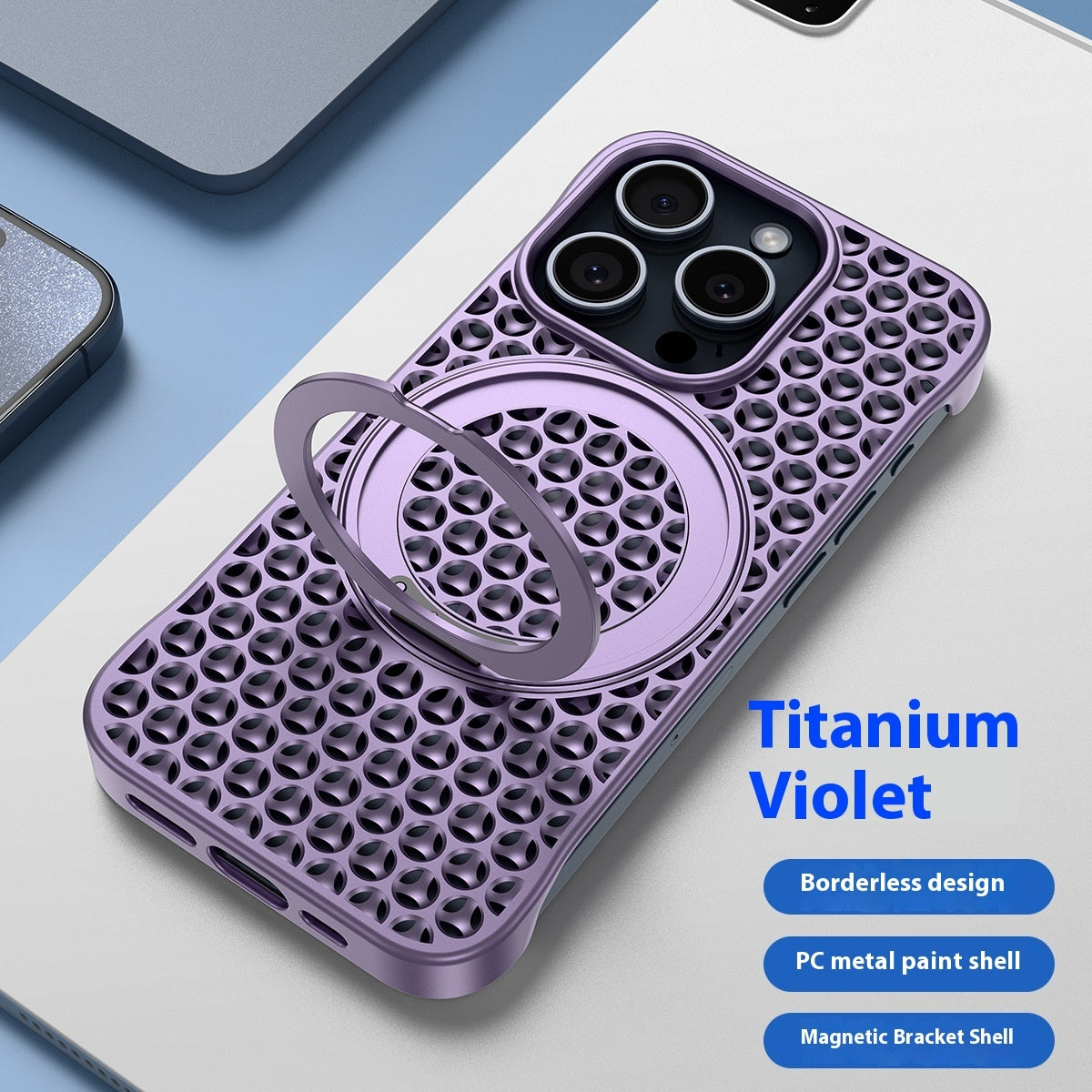 Newly Released at Buy Center: Phone Case Magnetic Suction Frameless Cooling Rotating Bracket Titanium Purple