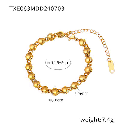 Buy Center Special-Simple Ball Bracelet Necklace Copper Material Gold Plated Color Retaining Fashion High Texture Luxury Ornament TXE063 Gold Bracelet