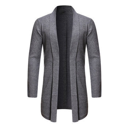 Pull cardigan tricoté mi-long pour trench-coat d'automne