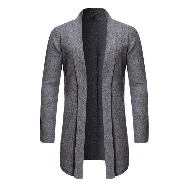 Pull cardigan tricoté mi-long pour trench-coat d'automne