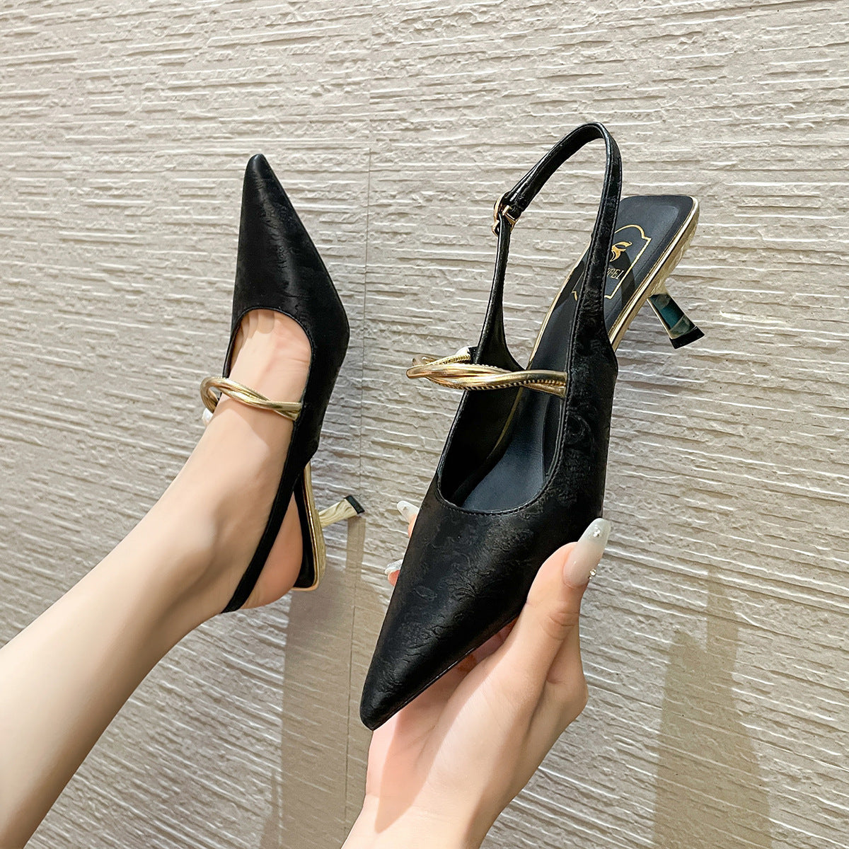 Buy Center Top Rated-Fashion Personality Pointed Women's High Heels Black 6cm