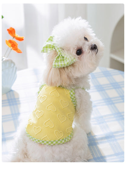 Hot New Items at Buy Center: Heart Relief Texture Bow Suspenders Vest Small Dog