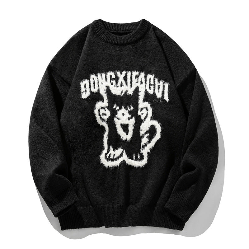 Cartoon Hand-painted Artificial Mink Round Neck Sweater For Men And Women Buy Center