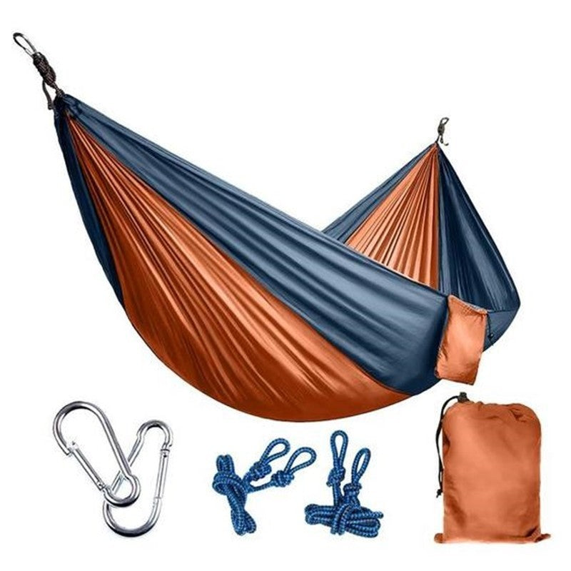 Backpacking Hammock - Portable Nylon Parachute Outdoor Double Hammock Orange + gray