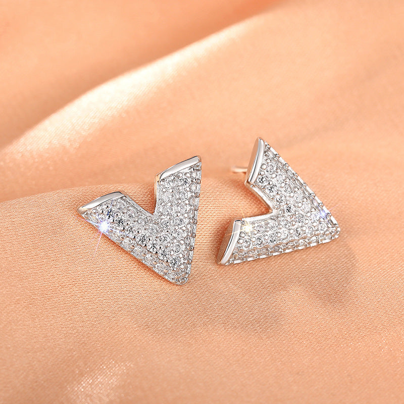 Buy Center Handpicked- Fashion Stud Earrings English Letter V-shaped