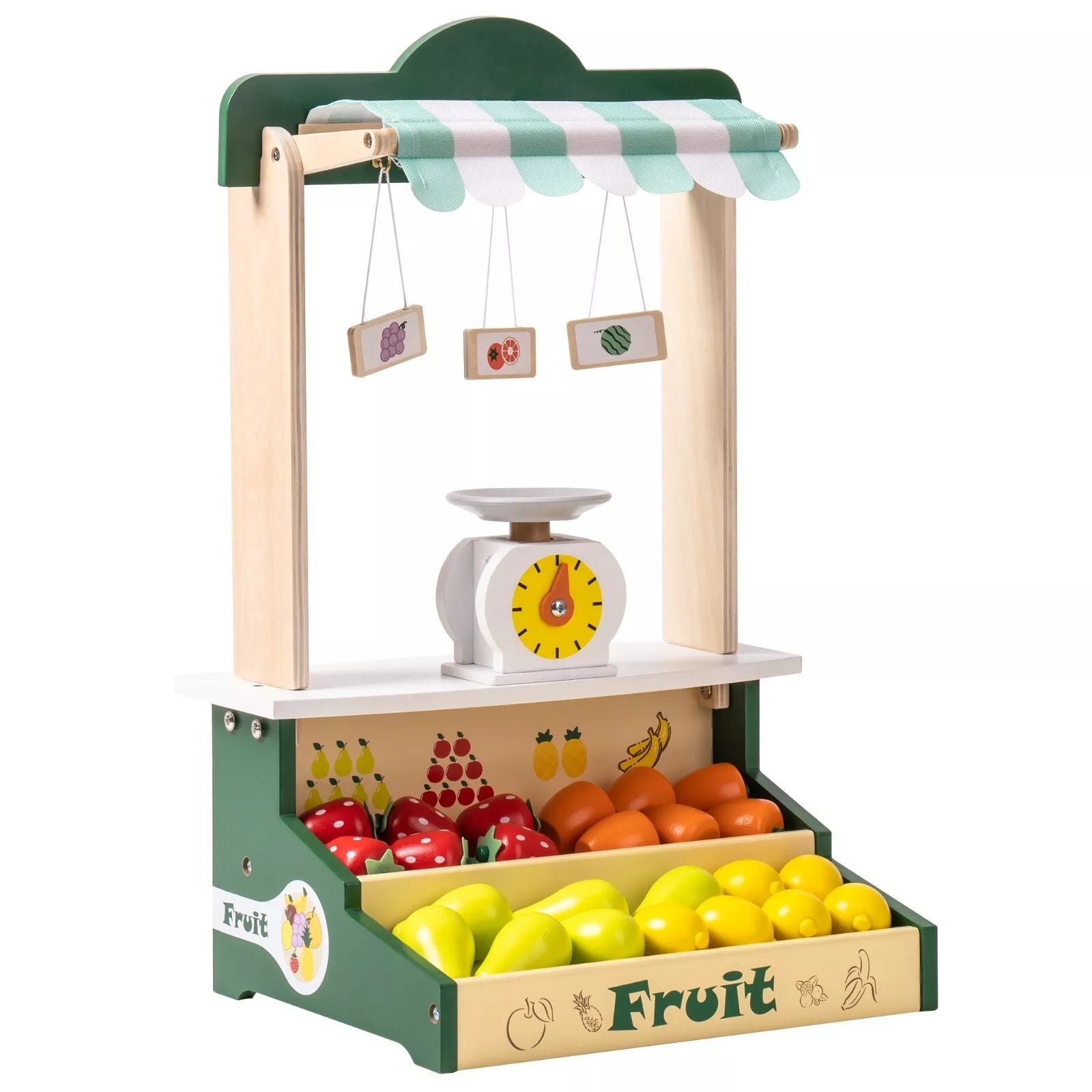 Hot New Items at Buy Center: ROBOTIME Wooden Farmers Market Stand Fruit Stall Toy Grocery Store Set For Kids