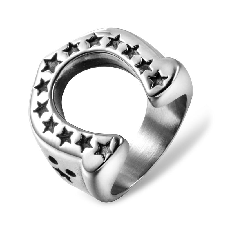 Buy Center Deal-European And American Stainless Steel Six-pointed Star Ring