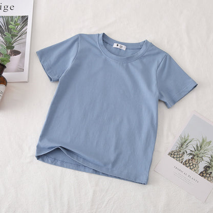 Fresh on the Scene at Buy Center: Children Candy-colored Top Baby Half Sleeve Cotton T-shirt Light Blue