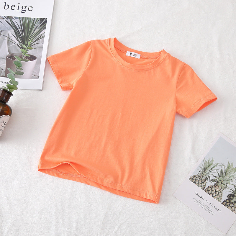 Fresh on the Scene at Buy Center: Children Candy-colored Top Baby Half Sleeve Cotton T-shirt Bright Orange