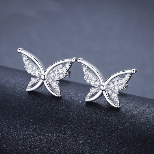 Fresh Arrivals at Buy Center: Personality All-Match Full Rhinestone Zircon Butterfly Copper-plated Stud Earrings