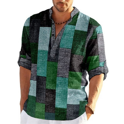 Buy Center Handpicked- Simple Printed Stand Collar Men's Casual Shirt CT13GG26