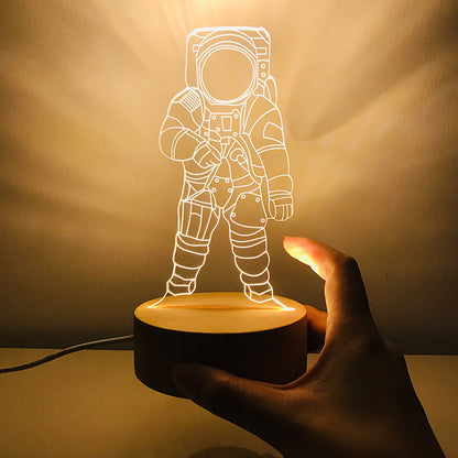 New Spaceman Astronaut Small Night Lamp Children's Room Bedroom Bedside Lamp LED Charging Dimming Birthday Gift For Boy