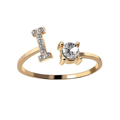 New Design Adjustable 26 Initial Letter Ring Fashion Jewelry For Women Simple Elegant Jewelry Gold I