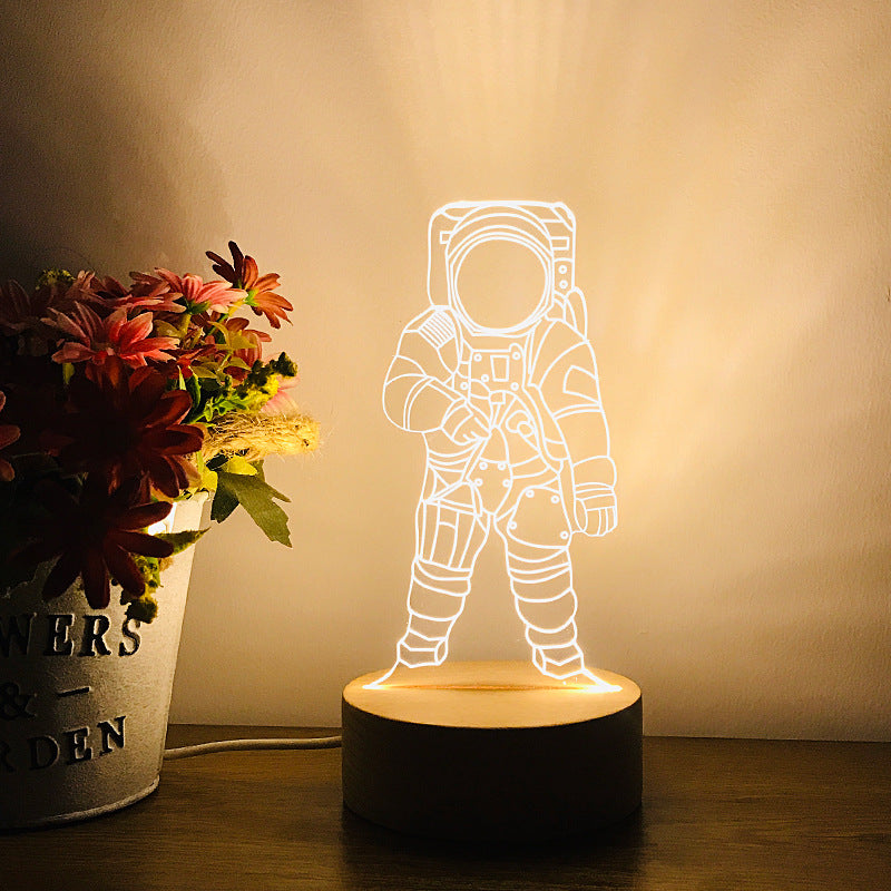 New Spaceman Astronaut Small Night Lamp Children's Room Bedroom Bedside Lamp LED Charging Dimming Birthday Gift For Boy