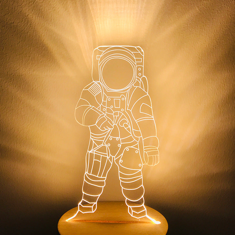 New Spaceman Astronaut Small Night Lamp Children's Room Bedroom Bedside Lamp LED Charging Dimming Birthday Gift For Boy