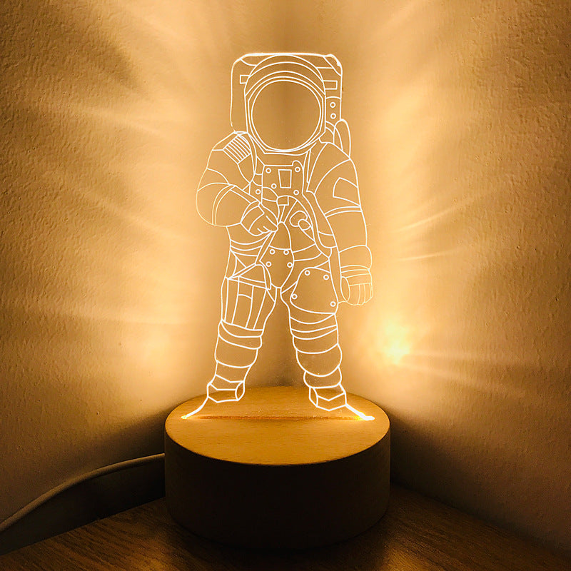 New Spaceman Astronaut Small Night Lamp Children's Room Bedroom Bedside Lamp LED Charging Dimming Birthday Gift For Boy