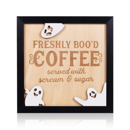 Just Arrived at Buy Center: Halloween Coffee Bar Wooden Decorations 21x21