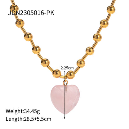 Buy Center Ultimate-Stainless Steel Transparent Glass Crystal 18K Gold Love Necklace JDN2305016 PK