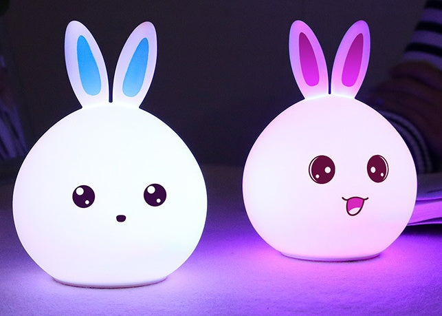 Cute Night Light Animal Rabbit Night lamps Touch Sensor Silicone LED Colorful Lights Buy Center