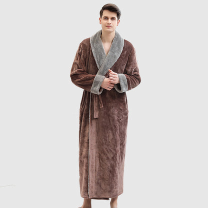 Men's Winter Plus Size Long Bathrobe Coral Fleece Full Length Pajamas Buy Center