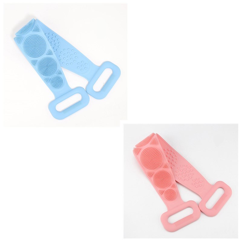 Hot New Items at Buy Center: Bath Towel Silicone Rubbing Back Towel Blue and pink