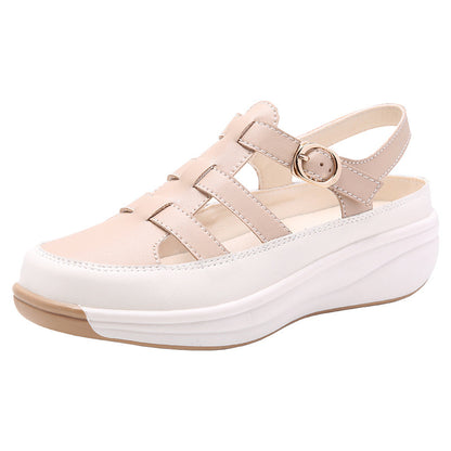 Buy Center Special-Plus Size Closed Toe Height Increasing White Shoes Thin Sandals Casual Fashion