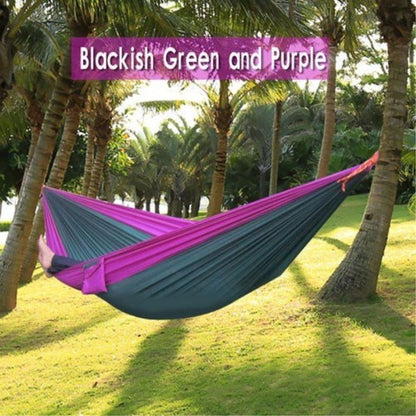 Backpacking Hammock - Portable Nylon Parachute Outdoor Double Hammock Dark green + purple