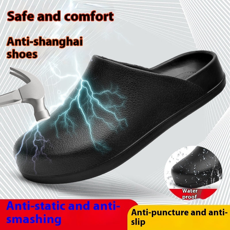 Fresh on the Scene at Buy Center: Closed-toe Slippers Outer Wear Non-slip, Waterproof And Oil Resistant Half Slippers Black