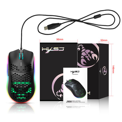 Buy Center Top Rated-Lightweight Honeycomb Shell Hole Game Wired Mouse Black