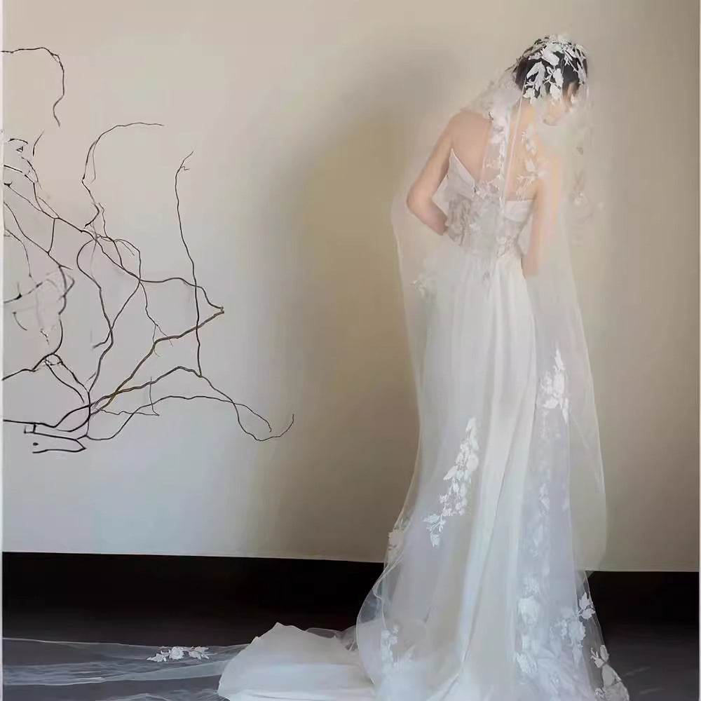 Satin Lace Wedding Veil Tube Top Fishtail Wedding Dress Buy Center