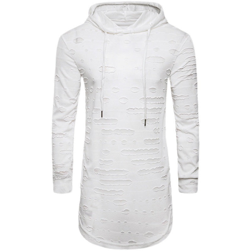 Versatile Mid-length Hooded Sports Long-sleeved T-shirt