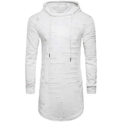 Versatile Mid-length Hooded Sports Long-sleeved T-shirt