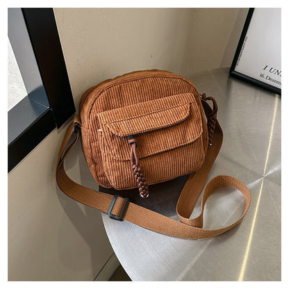 Hot New Items at Buy Center: Solid Color Classy Exquisite Texture Portable Shoulder Messenger Bag Brown