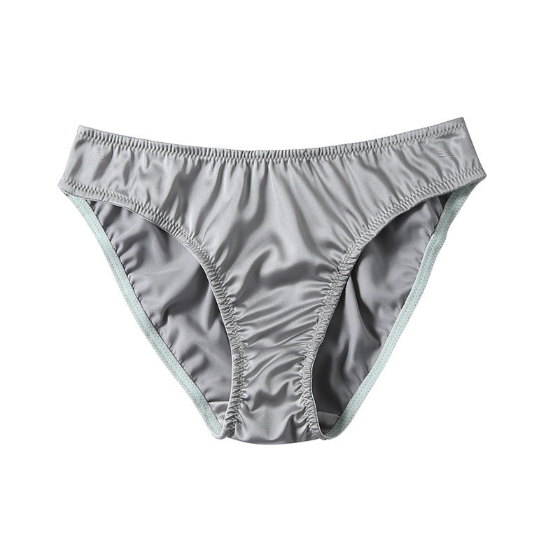 Trending Now at Buy Center: Solid Color Thin Silk Breathable Briefs Gray And Blue