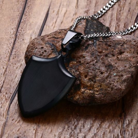 Fresh on the Scene at Buy Center: Men's Triangle Stainless Steel Shield Necklace