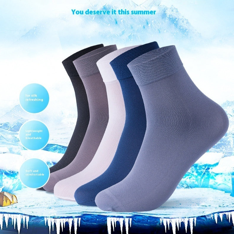 Stockings Men's Ice Silk Mid-calf Length And Breathable Business Men Socks