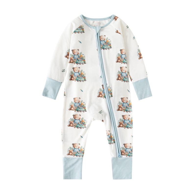 Hot New Items at Buy Center: Bamboo Fiber Clothes For Babies Long Sleeve Zipper Baby Jumpsuits