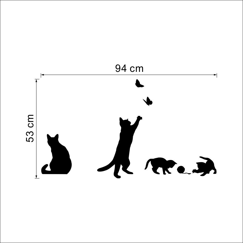 Newly Released at Buy Center: Cat Scratching Butterfly Living Room Bedroom Background Decorative Painting Wall Sticker 58x20CM