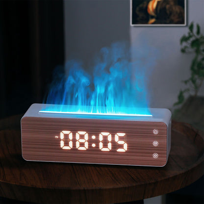 Hot New Items at Buy Center: Flame Humidifier Flame Aromatherapy Machine With Clock Display Desktop Aromatherapy Humidifier Bedroom