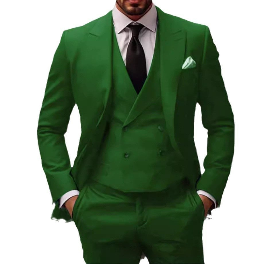 Green Plus-sized Foreign Trade Three-piece Groom Best Man Suit Buy Center