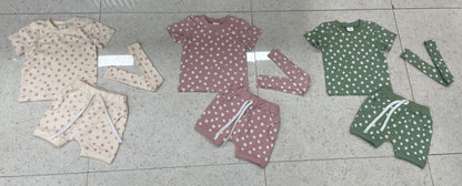 Fresh Arrivals at Buy Center: Girls' Floral Printed Short-sleeved Shorts Headband Suit