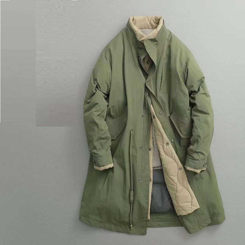 Fake Two-piece Liner Stand Collar Mid-length Down Jacket Men's Coat