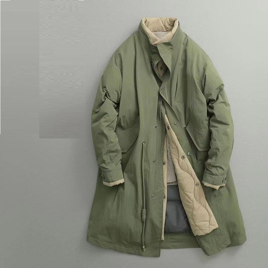 Fake Two-piece Liner Stand Collar Mid-length Down Jacket Men's Coat