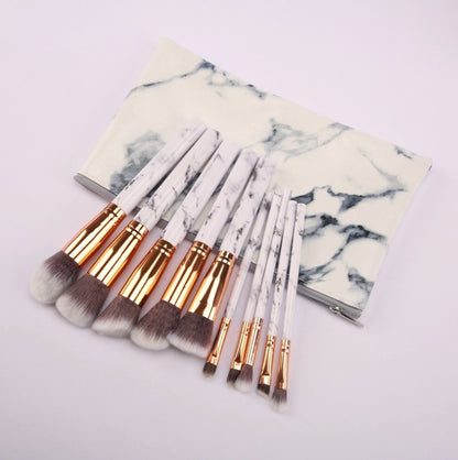 Trending Now at Buy Center: 10 marble makeup brush sets, beauty tools, blush, eye shadow, face modification, 5 big 5 small explosions. White Zipper bag