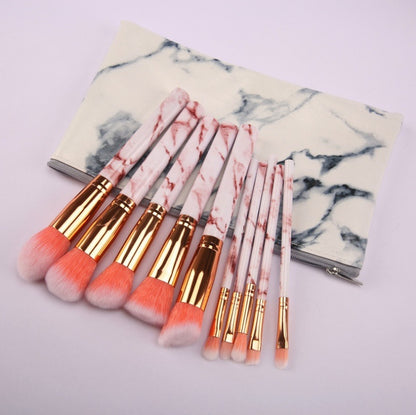 Trending Now at Buy Center: 10 marble makeup brush sets, beauty tools, blush, eye shadow, face modification, 5 big 5 small explosions. Pink Zipper bag