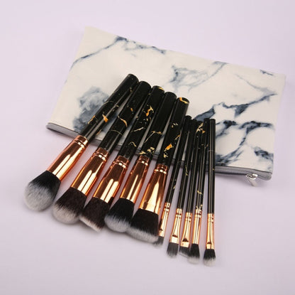 Trending Now at Buy Center: 10 marble makeup brush sets, beauty tools, blush, eye shadow, face modification, 5 big 5 small explosions. Black Zipper bag