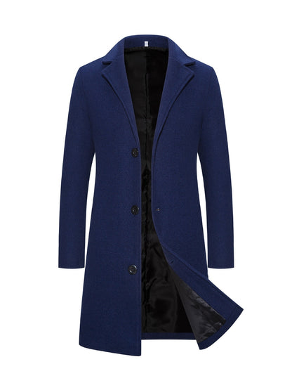 Men's Woolen Coat Slim-fit Mid-length Trench Coat Buy Center