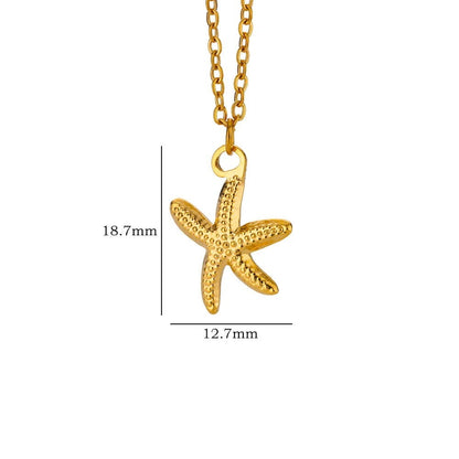 Buy Center Deal-Shell Stainless Steel Starfish Pendant Necklace N06866 Gold Containing Chain