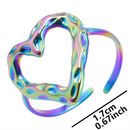 Stainless Steel Heart-shaped Open Ring Buy Center